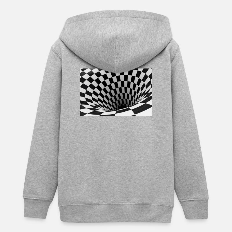 Vortex damier noir et blanc - Veste à capuche ado bio Stanley/Stella - gris chiné