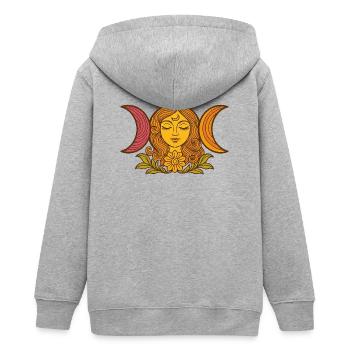Himmlische Mondphasen mit Blumenmotiv - Teenager Organic Kapuzenjacke Mini Cultivator von Stanley/Stella - Grau meliert - Hinten - AI Model Teenager Male light (155cm)