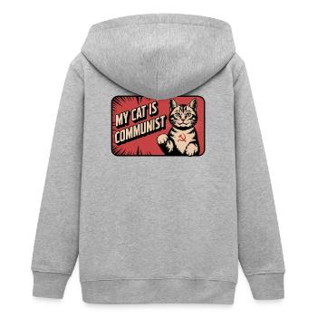 Meine Katze ist Kommunistin - Lustige Katze PropagandaT-Shirt - Teenager Organic Kapuzenjacke Mini Cultivator von Stanley/Stella - Grau meliert - Hinten - AI Model Teenager Male light (155cm)