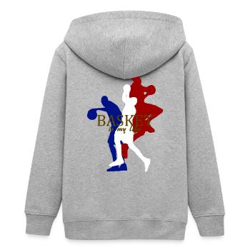 basket is my life - Veste à capuche ado bio Stanley/Stella - gris chiné - Dos - AI Model Teenager Male light (155cm)