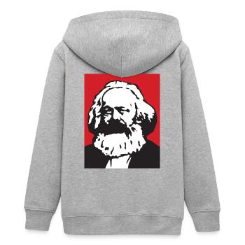 Karl Marx - Teens Organic Zip-up Hoodie by Stanley/Stella - heather grey - Back - AI Model Teenager Male light (155cm)