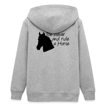 Ride a Horse Pferd Pferde Reiten Reiter Geschenk - Teens Organic Zip-up Hoodie by Stanley/Stella - heather grey - Back - AI Model Teenager Male light (155cm)