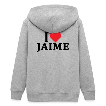 t-shirt J’aime Jaime idée cadeau t-shirt - Veste à capuche ado bio Stanley/Stella - gris chiné - Dos - AI Model Teenager Male light (155cm)