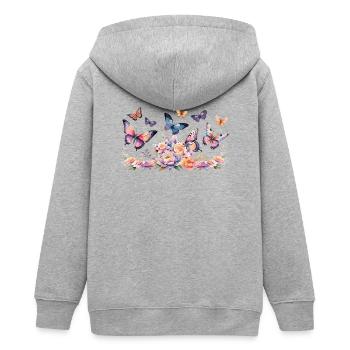 Magie des papillons - Art, couleurs et élégance - Veste à capuche ado bio Stanley/Stella - gris chiné - Dos - AI Model Teenager Male light (155cm)