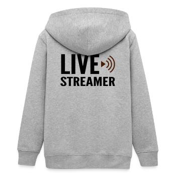 Streamer Live-Streamer - Teenager Organic Kapuzenjacke Mini Cultivator von Stanley/Stella - Grau meliert - Hinten - AI Model Teenager Male light (155cm)