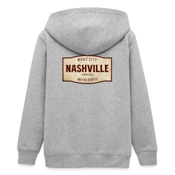 Nashville Vintage Schild – Music City - Teenager Organic Kapuzenjacke Mini Cultivator von Stanley/Stella - Grau meliert - Hinten - AI Model Teenager Male light (155cm)