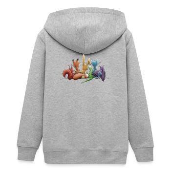 Regenbogen Tiere für Toleranz und Vielfalt - Teenager Organic Kapuzenjacke Mini Cultivator von Stanley/Stella - Grau meliert - Hinten - AI Model Teenager Male light (155cm)