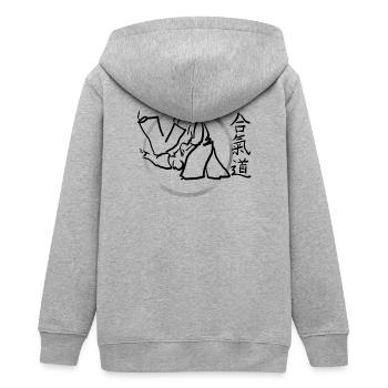 aikido - Teenager Organic Kapuzenjacke Mini Cultivator von Stanley/Stella - Grau meliert - Hinten - AI Model Teenager Male light (155cm)