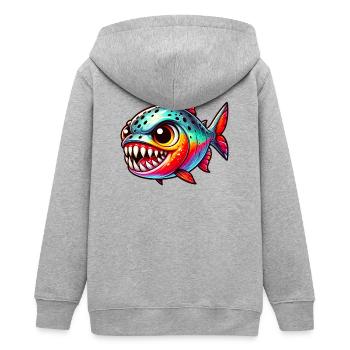 Piranha - Teens Organic Zip-up Hoodie by Stanley/Stella - heather grey - Back - AI Model Teenager Male light (155cm)