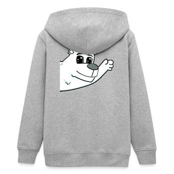 Polarbär Bär Gruß - Teenager Organic Kapuzenjacke Mini Cultivator von Stanley/Stella - Grau meliert - Hinten - AI Model Teenager Male light (155cm)