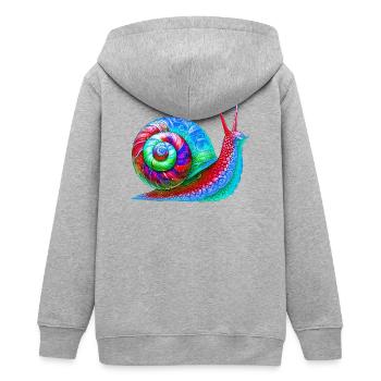 Schnecke - Teenager Organic Kapuzenjacke Mini Cultivator von Stanley/Stella - Grau meliert - Hinten - AI Model Teenager Male light (155cm)