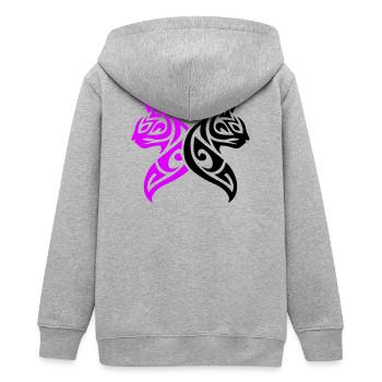 Katzen Tribal Kater Design - Teenager Organic Kapuzenjacke Mini Cultivator von Stanley/Stella - Grau meliert - Hinten - AI Model Teenager Male light (155cm)