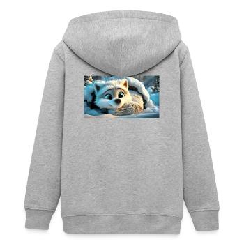 Renard arctique duveteux dans la neige - Veste à capuche ado bio Stanley/Stella - gris chiné - Dos - AI Model Teenager Male light (155cm)
