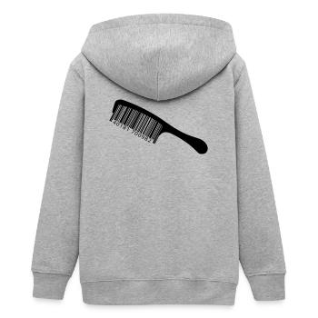 Illustration peigne avec code-barre - Veste à capuche ado bio Stanley/Stella - gris chiné - Dos - AI Model Teenager Male light (155cm)