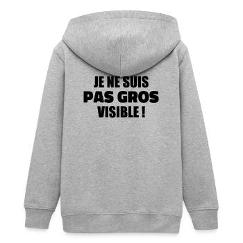 Humour : Je ne suis pas gros, je suis visible ! - Veste à capuche ado bio Stanley/Stella - gris chiné - Dos - AI Model Teenager Male light (155cm)