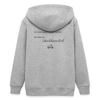 LIEBEVOLL Morgenroutine Roller - Teenager Organic Kapuzenjacke Mini Cultivator von Stanley/Stella - Grau meliert - Hinten - AI Model Teenager Male light (155cm)