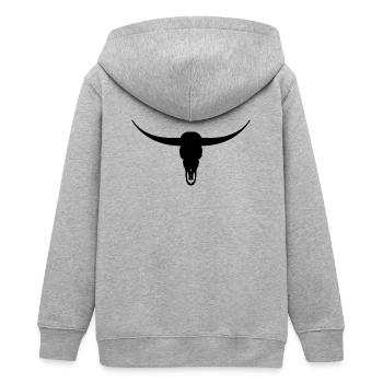 Longhorn head skull - Teens Organic Zip-up Hoodie by Stanley/Stella - heather grey - Back - AI Model Teenager Male light (155cm)
