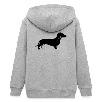 Dackel Hund Silhouette - Teenager Organic Kapuzenjacke Mini Cultivator von Stanley/Stella - Grau meliert - Hinten - AI Model Teenager Male light (155cm)