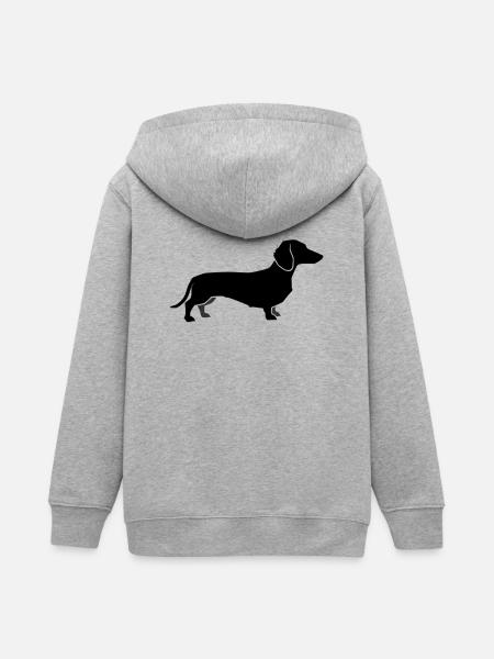 Dackel Hund Silhouette - Teenager Organic Kapuzenjacke Mini Cultivator von Stanley/Stella - Grau meliert
