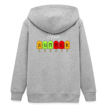 Hallo Sommer-Eis am Stiel - Teenager Organic Kapuzenjacke Mini Cultivator von Stanley/Stella - Grau meliert - Hinten - AI Model Teenager Male light (155cm)