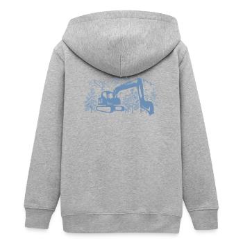 Bagger Silhouette Baugeräteführer Arbeit - Teenager Organic Kapuzenjacke Mini Cultivator von Stanley/Stella - Grau meliert - Hinten - AI Model Teenager Male light (155cm)