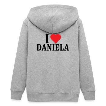 T-shirt I love Daniela t-shirt gift idea - Teens Organic Zip-up Hoodie by Stanley/Stella - heather grey - Back - AI Model Teenager Male light (155cm)