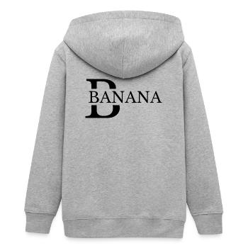 Banane Fett Typografie - Teenager Organic Kapuzenjacke Mini Cultivator von Stanley/Stella - Grau meliert - Hinten - AI Model Teenager Male light (155cm)
