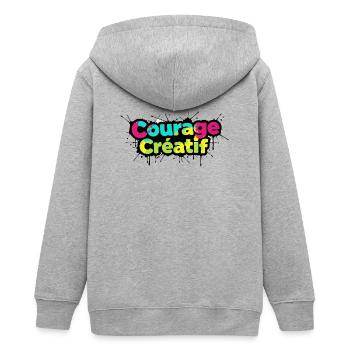 Courage Créatif Bunte Typografie - Teenager Organic Kapuzenjacke Mini Cultivator von Stanley/Stella - Grau meliert - Hinten - AI Model Teenager Male light (155cm)