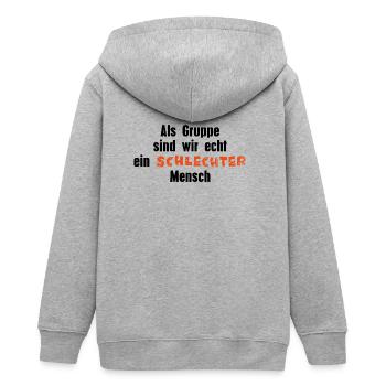 Schlechter Mensch - Teenager Organic Kapuzenjacke Mini Cultivator von Stanley/Stella - Grau meliert - Hinten - AI Model Teenager Male light (155cm)