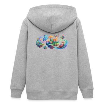 Fantasy Forest Animal Dream Fantasy Forest Animals Motif - Teens Organic Zip-up Hoodie by Stanley/Stella - heather grey - Back - AI Model Teenager Male light (155cm)