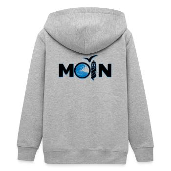 Moin North German - Teens Organic Zip-up Hoodie by Stanley/Stella - heather grey - Back - AI Model Teenager Male light (155cm)