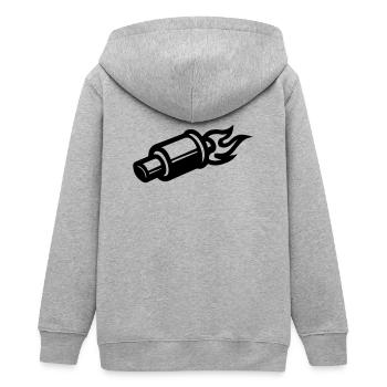 Auspuff Symbol Tuning - Teenager Organic Kapuzenjacke Mini Cultivator von Stanley/Stella - Grau meliert - Hinten - AI Model Teenager Male light (155cm)
