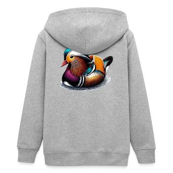 Mandarin duck - Teens Organic Zip-up Hoodie by Stanley/Stella - heather grey - Back - AI Model Teenager Male light (155cm)