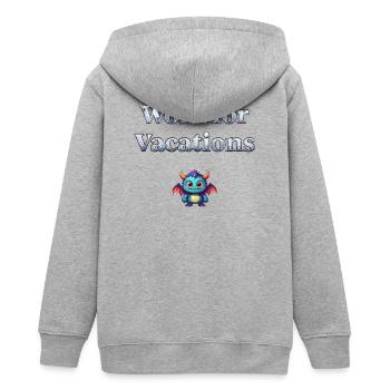 Fantasievoller Drache mit Horn-Design - Teenager Organic Kapuzenjacke Mini Cultivator von Stanley/Stella - Grau meliert - Hinten - AI Model Teenager Male light (155cm)