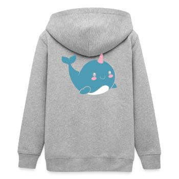 Narwal - Teenager Organic Kapuzenjacke Mini Cultivator von Stanley/Stella - Grau meliert - Hinten - AI Model Teenager Male light (155cm)
