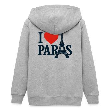 Ich liebe Paris Eiffel Herz - Teenager Organic Kapuzenjacke Mini Cultivator von Stanley/Stella - Grau meliert - Hinten - AI Model Teenager Male light (155cm)