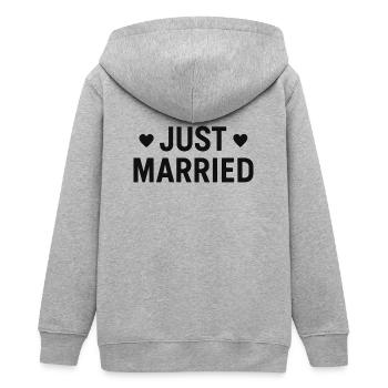 Frisch verheiratet - Brautpaar - Hochzeit - Junggesellenabschied - Teenager Organic Kapuzenjacke Mini Cultivator von Stanley/Stella - Grau meliert - Hinten - AI Model Teenager Male light (155cm)