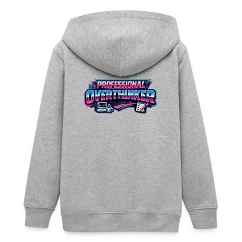 Warte, lass mich zu viel über die 80er nachdenken - Teenager Organic Kapuzenjacke Mini Cultivator von Stanley/Stella - Grau meliert - Hinten - AI Model Teenager Male light (155cm)