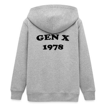Gen X 1978 Retro Emblem - Teenager Organic Kapuzenjacke Mini Cultivator von Stanley/Stella - Grau meliert - Hinten - AI Model Teenager Male light (155cm)