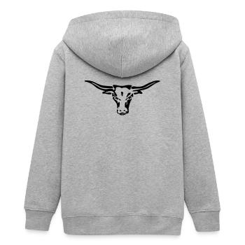 texas longhorn exit-shirt - Teens Organic Zip-up Hoodie by Stanley/Stella - heather grey - Back - AI Model Teenager Male light (155cm)