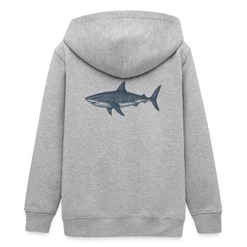Deep Sea Shark Illustration - Teens Organic Zip-up Hoodie by Stanley/Stella - heather grey - Back - AI Model Teenager Male light (155cm)