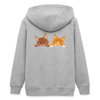 Peeking_cute_two_ginger_cats - Teens Organic Zip-up Hoodie by Stanley/Stella - heather grey - Back - AI Model Teenager Male light (155cm)