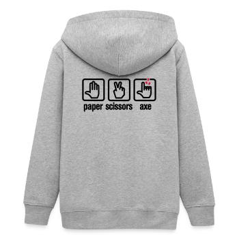 Papier - Schere - Axt - Stein - Holzfäller - Teenager Organic Kapuzenjacke Mini Cultivator von Stanley/Stella - Grau meliert - Hinten - AI Model Teenager Male light (155cm)