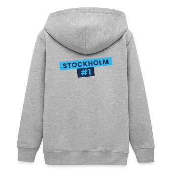 Stockholm #1 Bannerdesign - Teenager Organic Kapuzenjacke Mini Cultivator von Stanley/Stella - Grau meliert - Hinten - AI Model Teenager Male light (155cm)