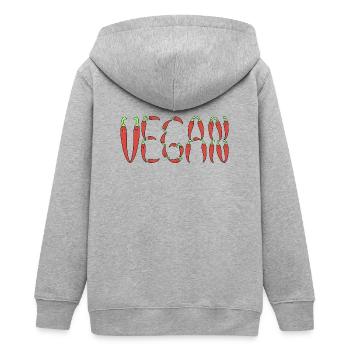 Vegan chilli - Teens Organic Zip-up Hoodie by Stanley/Stella - heather grey - Back - AI Model Teenager Male light (155cm)