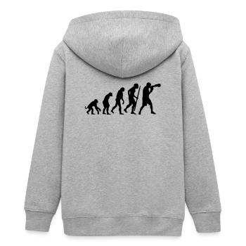 Evolution of boxing - Teenager Organic Kapuzenjacke Mini Cultivator von Stanley/Stella - Grau meliert - Hinten - AI Model Teenager Male light (155cm)