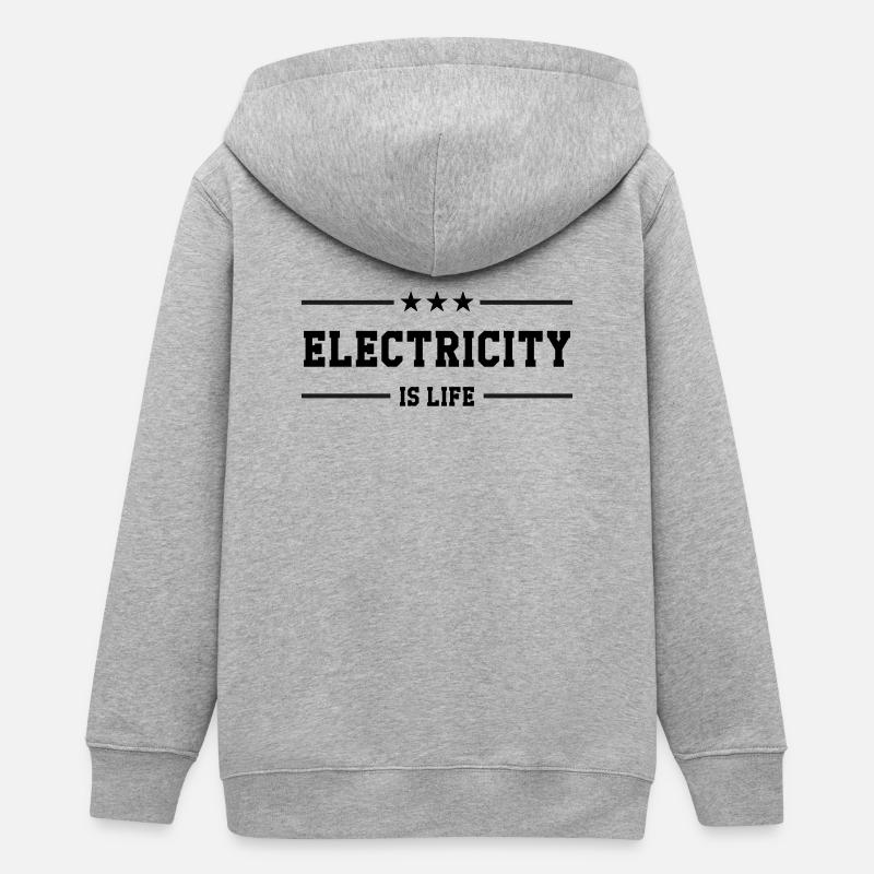 L'Électricité c'est la Vie : Énergie et Passion ! - Veste à capuche ado bio Stanley/Stella - gris chiné