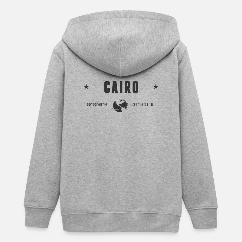 Le Caire, Égypte, coordonnées de la planète Terre - Veste à capuche ado bio Stanley/Stella - gris chiné