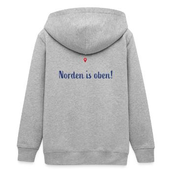 Norden is oben - Teenager Organic Kapuzenjacke Mini Cultivator von Stanley/Stella - Grau meliert - Hinten - AI Model Teenager Male light (155cm)