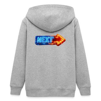 Nächstes Neon-Pfeil-Design - Teenager Organic Kapuzenjacke Mini Cultivator von Stanley/Stella - Grau meliert - Hinten - AI Model Teenager Male light (155cm)